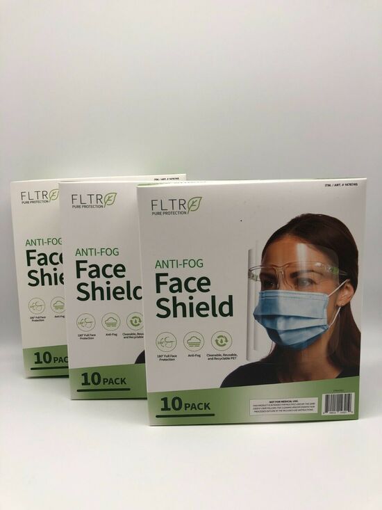 FLTR Accessories - FLTR Pure Protection Anti-Fog Face Shields 10-pack Barrier Comfort Lot of 3